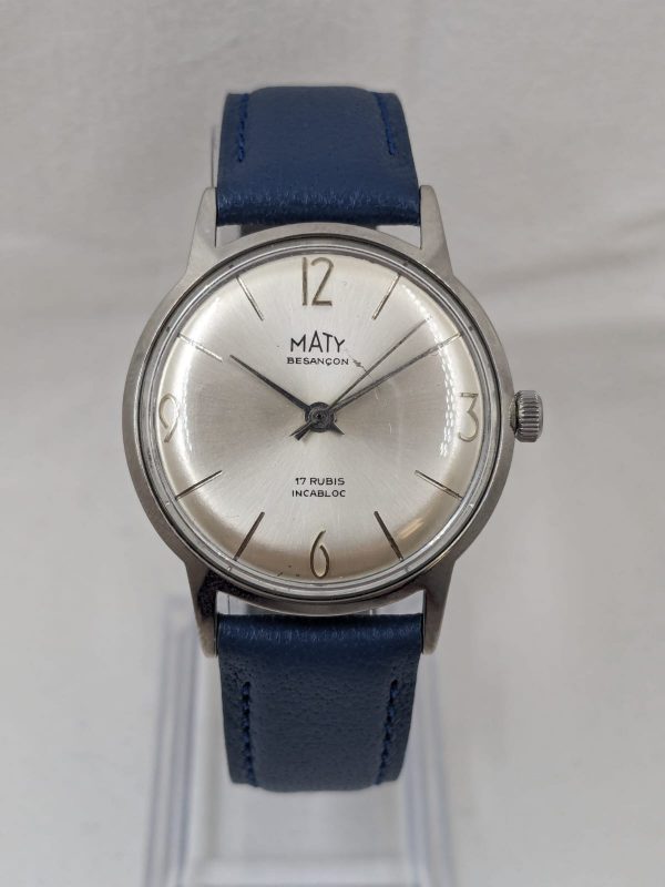 Maty-vintage-montre-macanique-horloger-battant-besancon-restaurée-ancienne