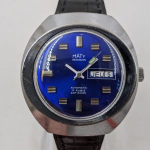 Maty-besancon-montre-automatique-vintage-cadran-bleu