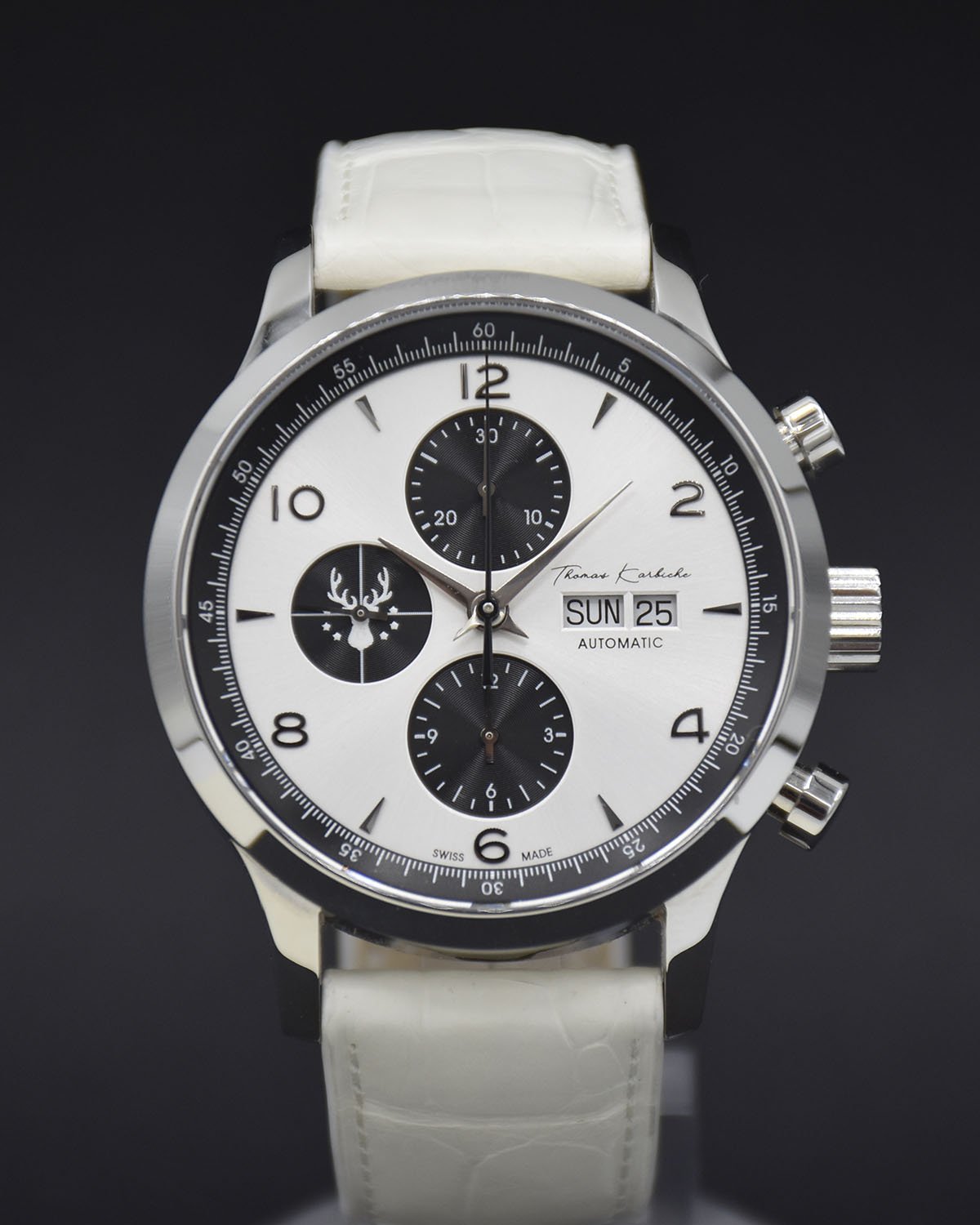 Montre créateur Thomas Karbiche La 211 n°3, Valjoux 7750 automatique, panda