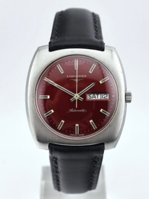 Longines automatique cadran rouge montre vintage swiss made